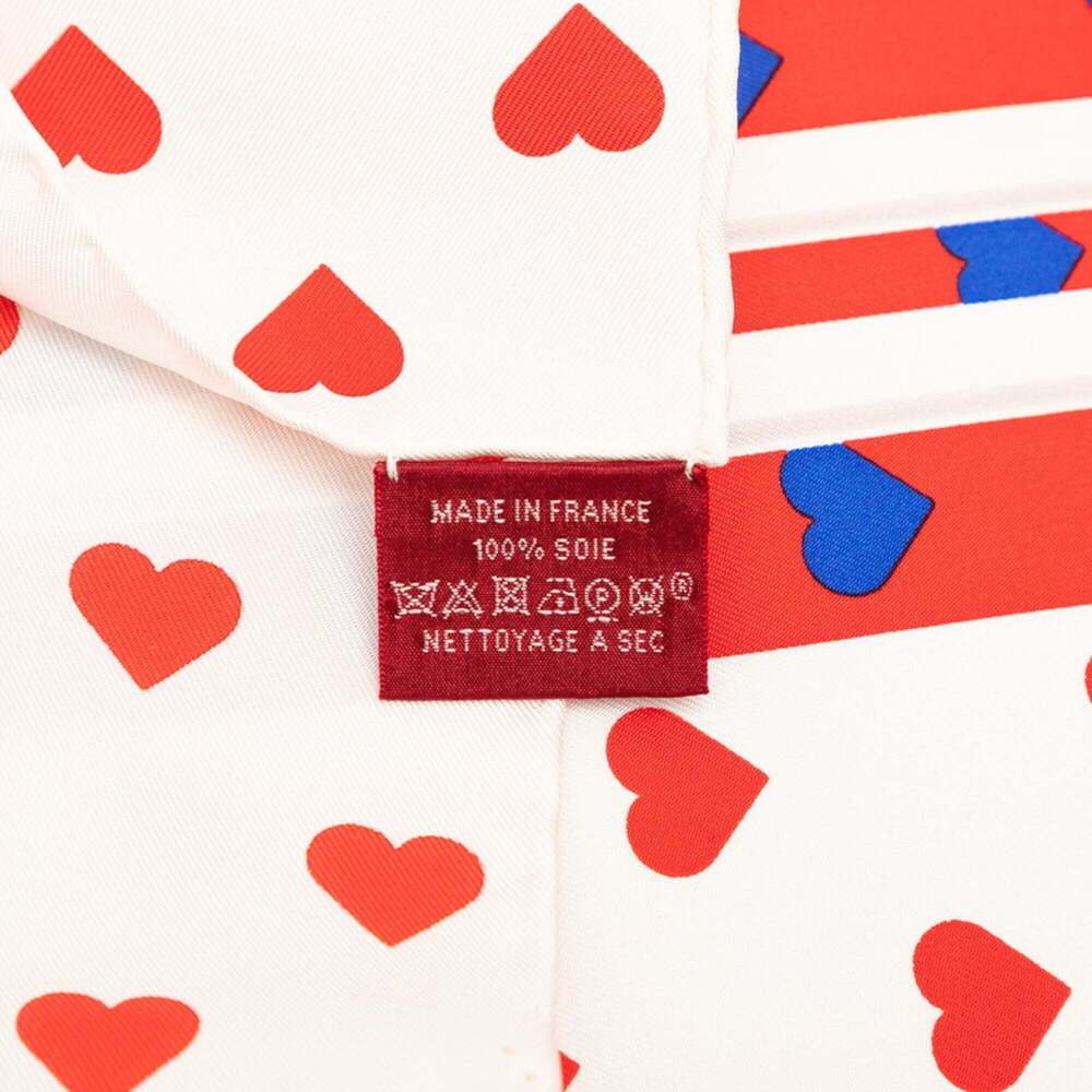 HERMES Red Silk Love Scarf - Picture 8 of 9
